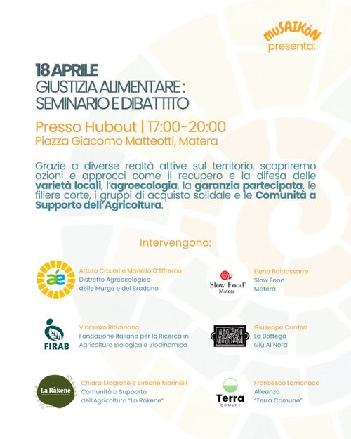 Giustizia Alimentare: seminario e dibattito
