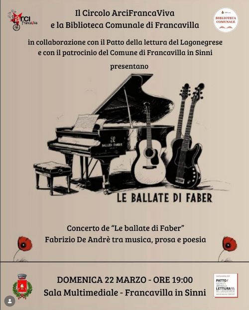 Concerto de "Le ballate di Faber". Fabrizio De André tra musica, prosa e poesia
